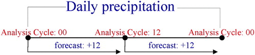 Figure 1. Estimation of the daily accumulated precipitation based on the ECMWF near to analysis forecasts.