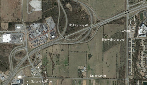 Figure 3. View of the grove and its surroundings on Google Earth.