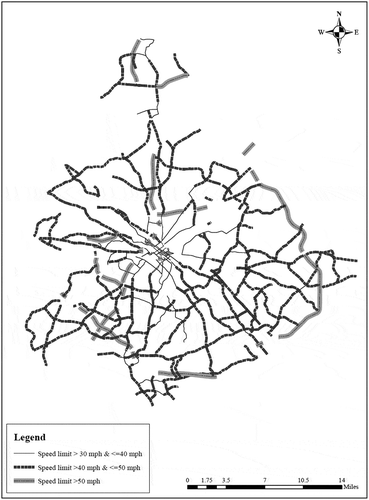 Figure 2. Distribution of the selected links by the speed limit.