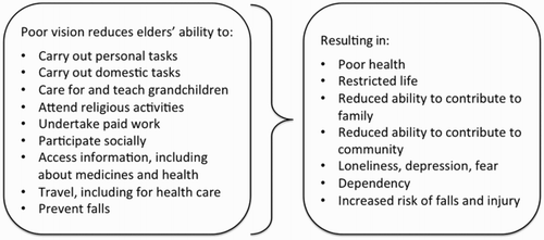 Figure 1. Summary of findings on the impacts of vision impairment for elders.