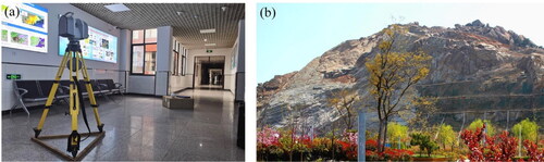 Figure 4. The study areas, (a) Combined regular geometry, (b) Landslides.