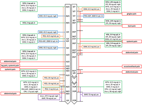 Figure 1 Chronology of Chemotherapy Medications and Adverse Effects.