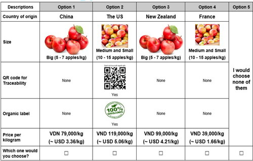 Figure 1. An example of a choice set.