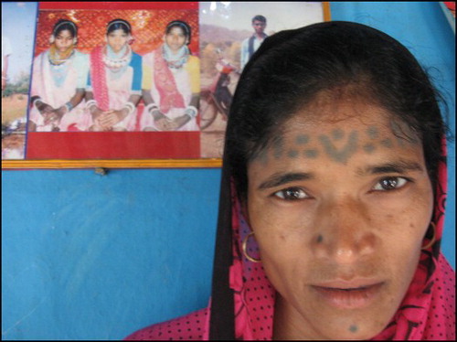 Raniya Baiga, showing her facial tattoo