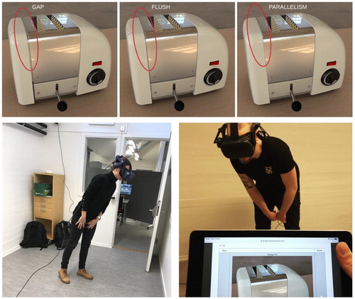 Figure 9. Fully immersive head-mounted display system exercise for evaluation of a bread toaster split-lines.