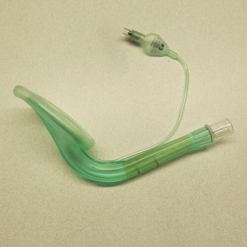 Figure 2 Ambu® AuraOnce™ laryngeal mask airway used for the study which has a single channel for ventilation that sits over the top of the glottic inlet.