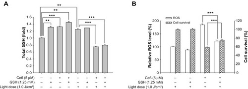 Figure 5 Effect of exogenous GSH on Ce6-PDT in HuCC-T1 cells.