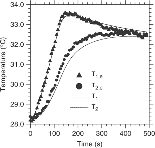 Figure 15. Experimental and estimated temperature evolution.