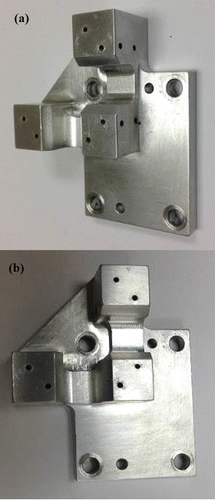 Figure 2. Coplanar 6a3ω fixture designed for the HIII 50 head: (a) top view and (b) oblique view.