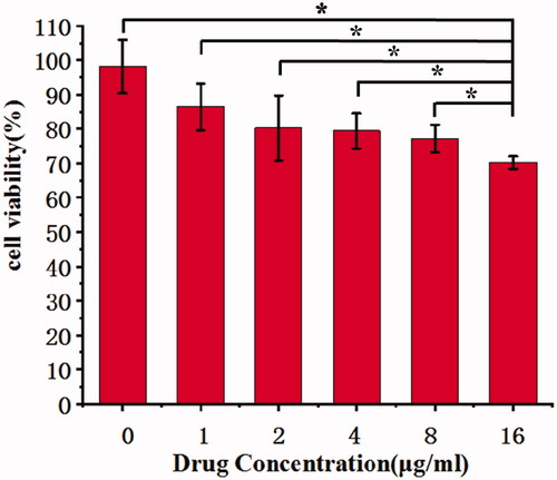 Figure 3. Celastrol nanomicelles inhibit the growth of human umbilical vein endothelial cells EA.hy 926 treated CoCl2 (100 µmol/L) for 72 hours. (*p < 0.05).