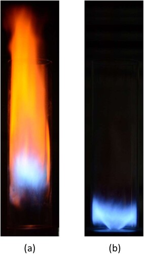 Figure 1. Comparison of flame shapes (a) non-swirl flow (b) swirl flow.