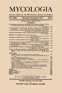 Cover image for Mycologia, Volume 69, Issue 6, 1977