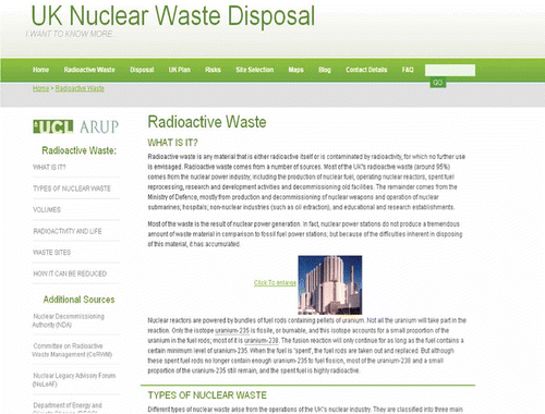 Figure 2. PE-nuclear-radioactive waste page.