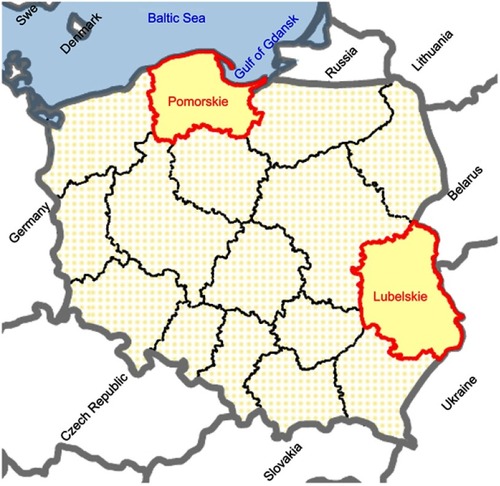 Figure 1 A map showing the Pomeranian and Lubelskie voivodeships in Poland.