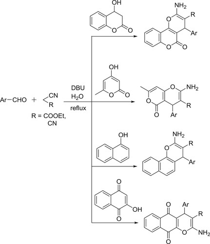 Scheme 69. Synthesis of substituted chromenes and pyranes.