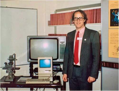 Jeff Foote with his Mac at the MRC Laboratory of Molecular Biology, Cambridge (ca. 1986). Photo courtesy of Kathleen Foote