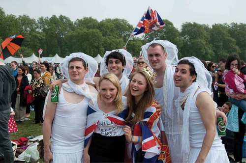 Figure 5. Brides and princesses celebrating in Hyde Park. Note the t-shirt that claims ‘Will should have asked me first’.