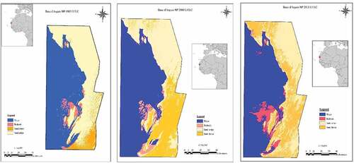 Figure 2. The LULC classes for Banc d’Arguin NP based on 30 mx 30 m imagery.