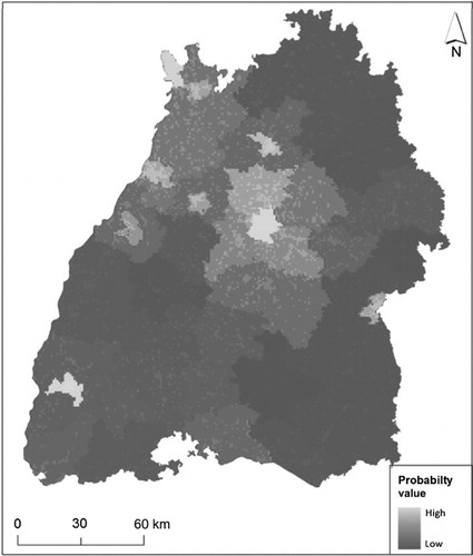 Figure 4. The probable spatial distribution of future contributions in OSM based on LRM.