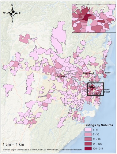 Map 1. Shared housing demand by Suburbs.Source: Flatmates people’s listings Aug 2020.