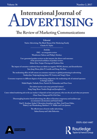 Cover image for International Journal of Advertising, Volume 36, Issue 2, 2017
