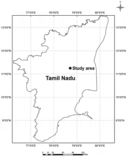 Figure 1. Map showing the location of the study area in Tamil Nadu.