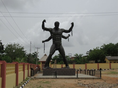 Figure 3. Statue at Entrance to Badagry Heritage Museum. Copyright Faye Sayer
