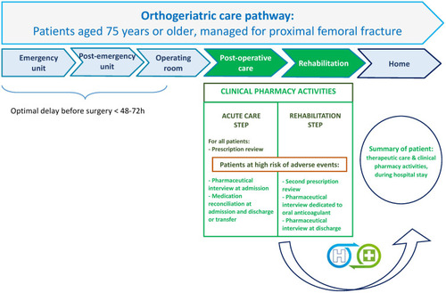 Figure 1 Personalised clinical pharmacy programme integrated into an orthogeriatric care pathway.