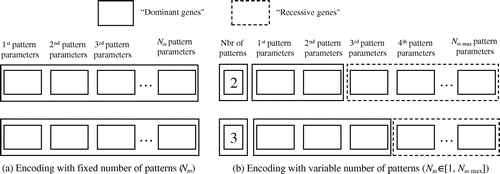 Figure 9 Individual genotype according to the chromosome encoding strategy (with fixed or variable number of patterns).