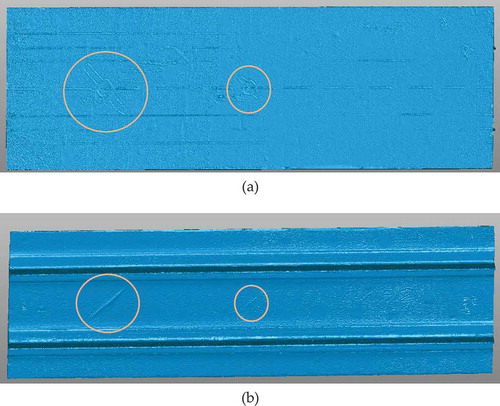 Figure 8. Impact damages on the (a) front and (b) back surface of the CFRP panel