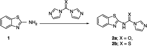 Scheme 1 The synthetic pathway of 2a, 2b.