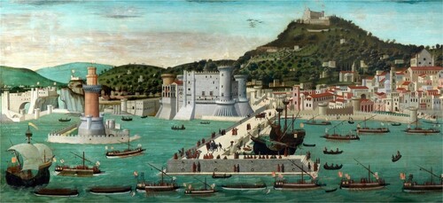 Figure 1. Tavola Strozzi Napoli 1472. Attributed to Francesco Rosselli, Public domain, via Wikimedia Commons. Source: URL: https://upload.wikimedia.org/wikipedia/commons/d/dd/Tavola_Strozzi_-_Napoli.jpg