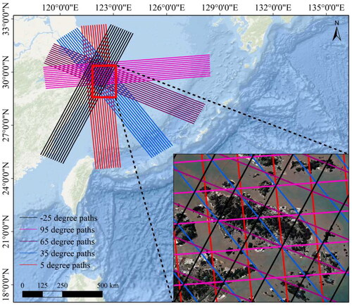 Figure 4. Synthetic tracks of typhoons in Zhoushan City.