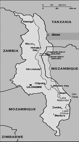 Figure 1: Map of Malawi showing the location of Lake Chilwa