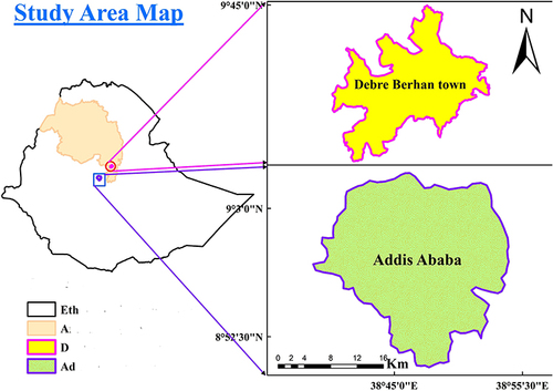 Figure 1 Map of the study area, Addis Ababa and Debre Berhan, Ethiopia.