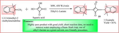 Figure 17. Schematic representation for synthesizing Squaraine dye by Minkovska et al.