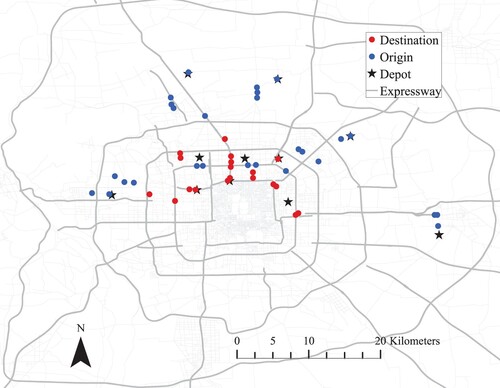 Figure 5. Distribution of OD for the extracted travel demands in Beijing, China, was initially applied to in R. Guo et al. (Citation2021).