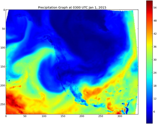 Figure 11. Precipitation graph at 0300 UTC 1 January 2015.