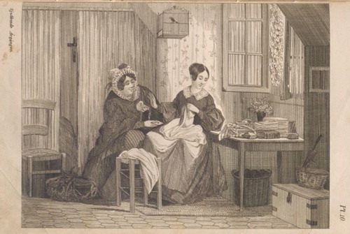 Figure 10. Illustration 2 (modest), Magasin för konst, nyheter och moder 1840/3, Uppsala University Library.