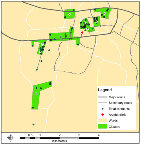 Figure 2 Establishment clusters in Arusha, Tanzania.