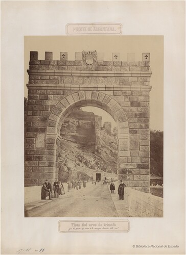 Figure 2. Charles Clifford, “Triumphal Arch of the Alcantara Bridge,” photography, 1859. In the background, the temple erected at the exit of the bridge, on the left bank of the Tagus River. Source: BNE, Spain.