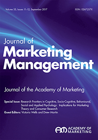 Cover image for Journal of Marketing Management, Volume 33, Issue 11-12, 2017
