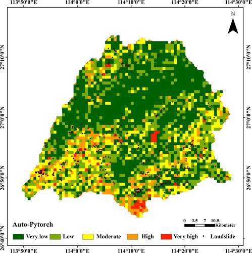 Figure 13. 1000m spatial landslide susceptibility map (Yongxin County, China).
