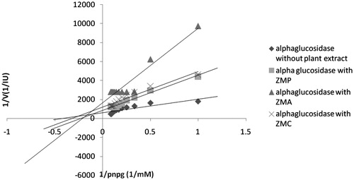 Figure 5. Kinetic analysis of α-glucosidase inhibition by different fractions of Zataria multiflora extract.