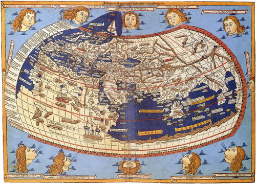 Figure 1. Ptolemaic world map from the Geography (Johannes Schnitzer, 1482). Published in the public domain: https://en.wikipedia.org/wiki/Ecumene#/media/File:Claudius_Ptolemy-_The_World.jpg.