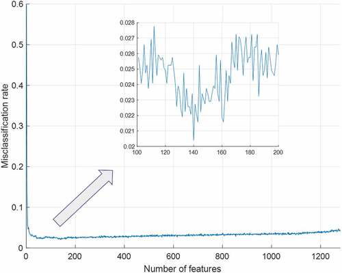 Figure 4. The calculated error rates by using kNN classifier.