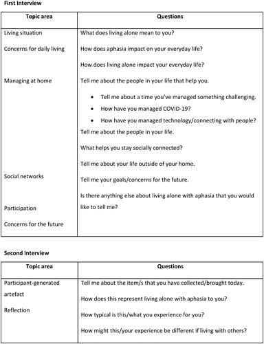 Figure 1. Topic guide for the two interviews.