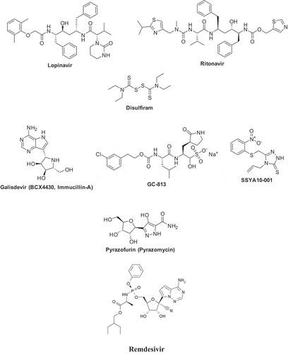 Figure 4. Drugs and drug candidates with some efficacy against SARS-CoV-2.