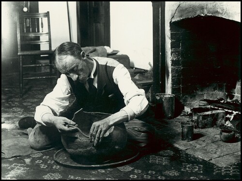 Figure 12. BAE ethnologist, Frank Hamilton Cushing, demonstrating the coil technique in pottery making. National Anthropological Archives. Smithsonian Institution (Port 22a).