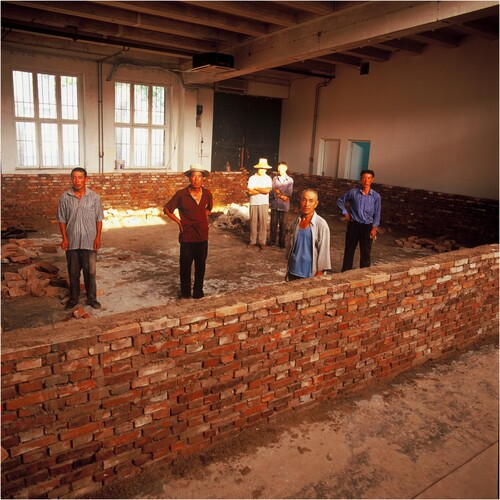 Wang Wei, 25,000 Bricks, 2003, installation, brick, sand, and lime, 100 × 100 × 400 cm